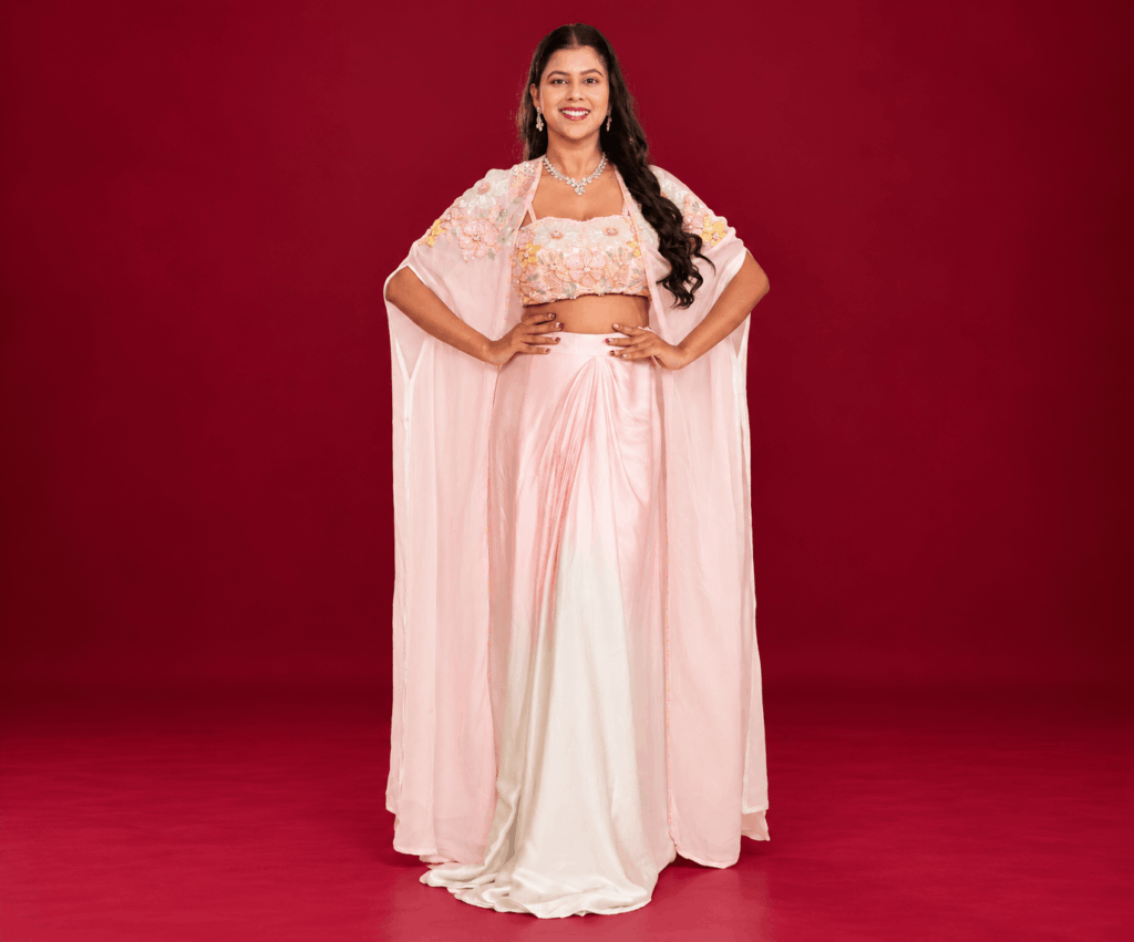 glamorous pastel lehenga portrait